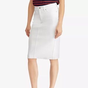 Lauren Ralph Lauren Denim Pencil Skirt, Size 4, White, EUC